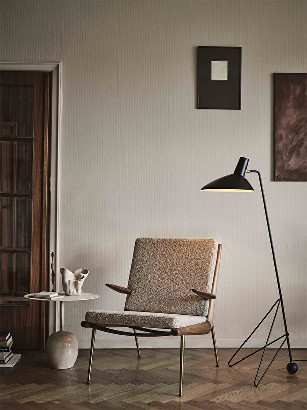 fauteuil boomerang hm2 chene - tradition beige