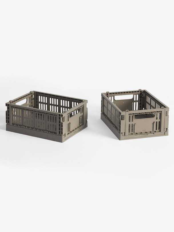 set de 2 mini caisses crate warm grey - hay grey