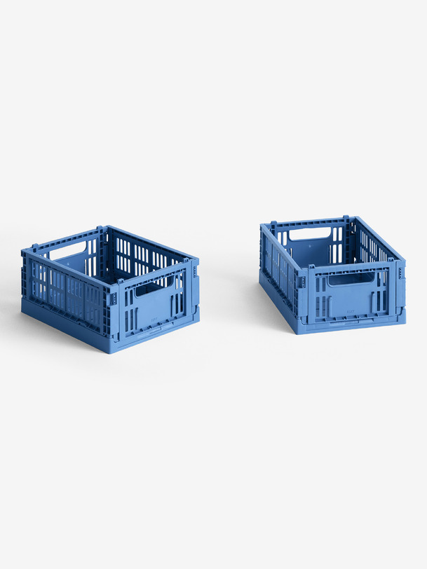 set de 2 mini caisses crate bleu electrique - hay blue