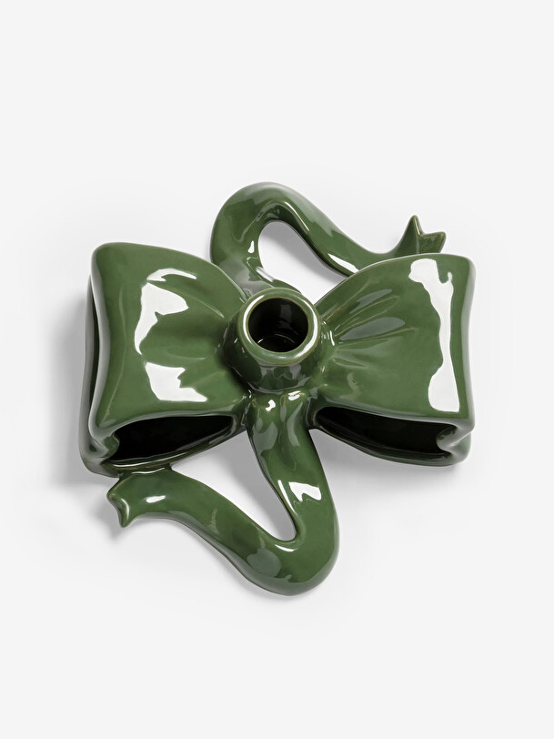organic slim yellow candle holder 10x8 green