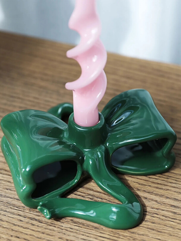 organic slim yellow candle holder 10x8 green
