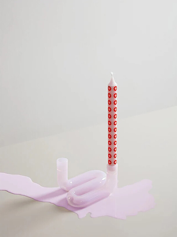 wave candle holder pink