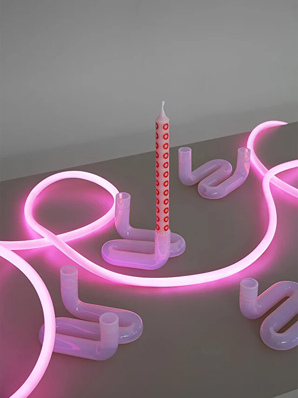 wave candle holder pink
