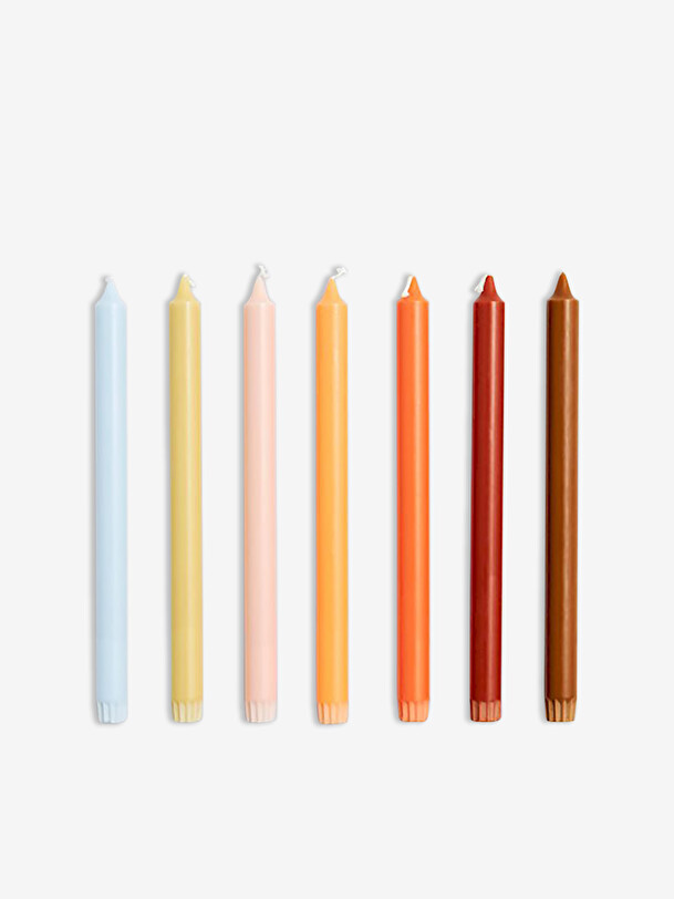 set of 7 rainbow candles multicolored