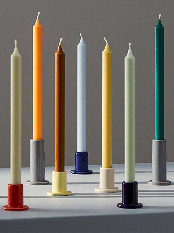 set of 7 rainbow candles multicolored