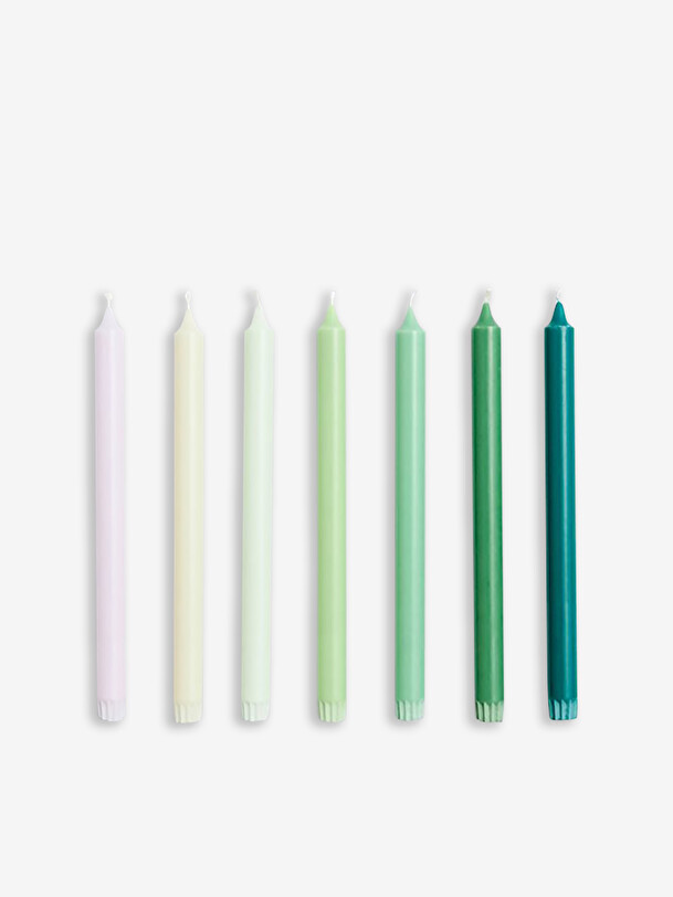 set of 7 green candles green