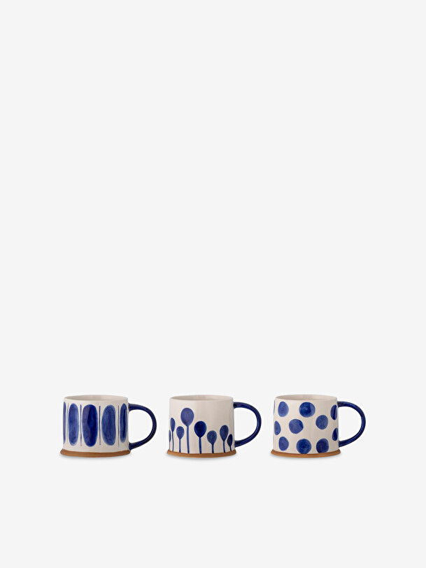 set of 3 linora blue cups blue
