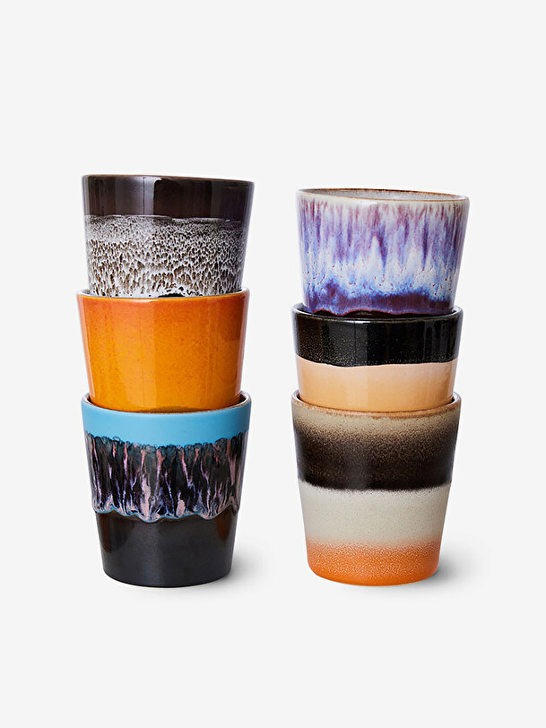 set of 6 ristretto 70s stellar multicolored