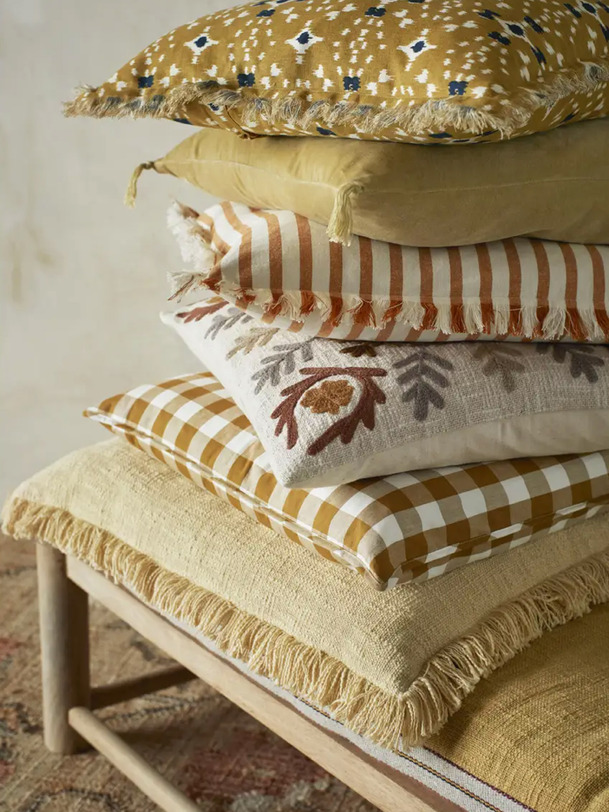coussin vichy 50x50 - mme stoltz mustard