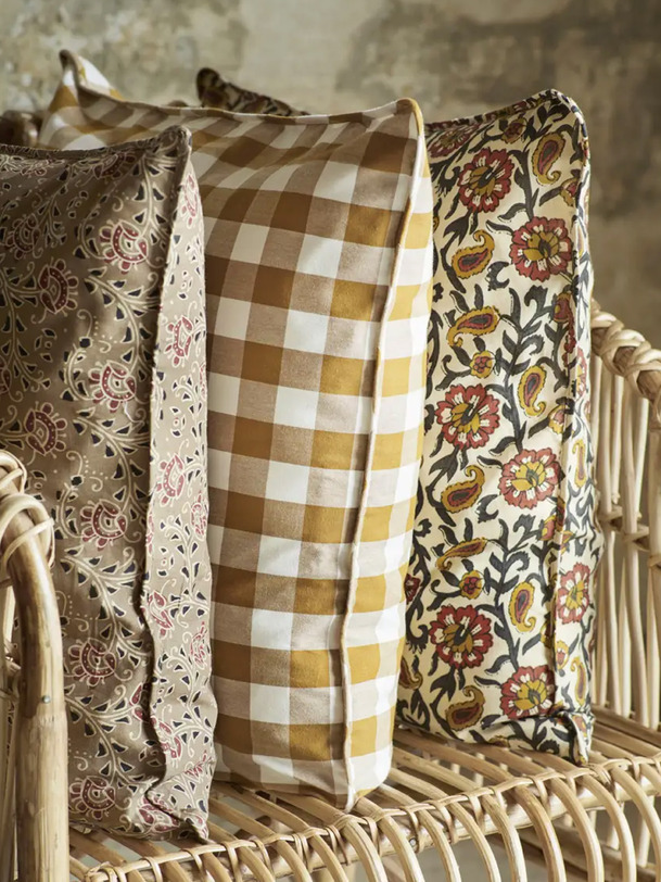 coussin vichy 50x50 - mme stoltz mustard