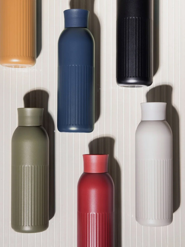 tekla thermal bottle push - sagaforms blue