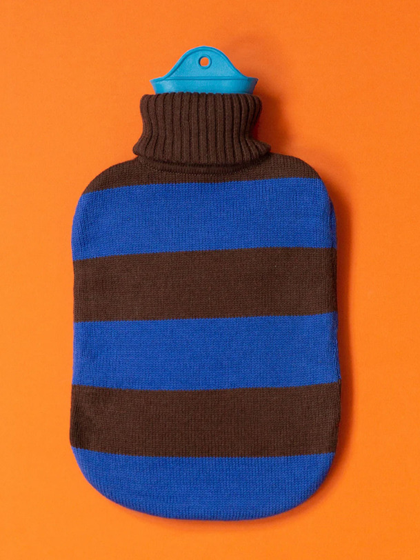 organic hot water bottle chocolate blue bleumarron