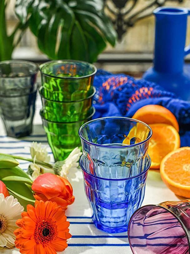 set of 6 picardie glasses 25cl saphir blue