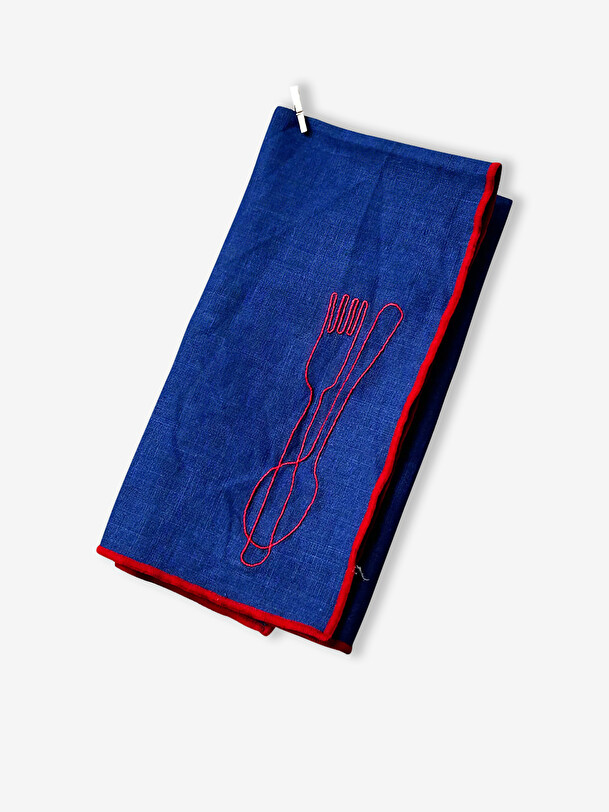 set of 2 cutlery napkins blue