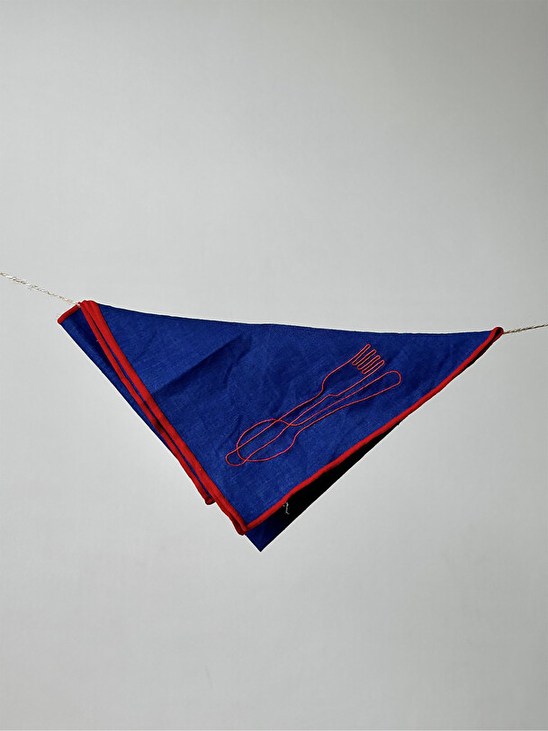 set of 2 cutlery napkins blue