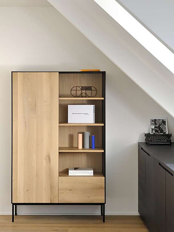 bird storage cupboard 1 door 1 drawer light oak