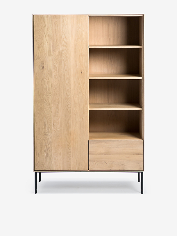 oak storage cupboard 1 door 1 drawer 110x45x178 light oak