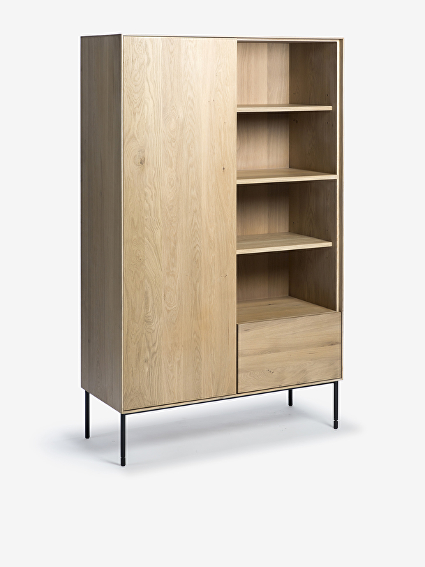 oak storage cupboard 1 door 1 drawer 110x45x178 light oak