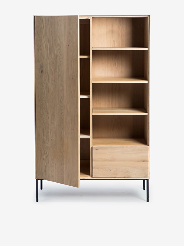 oak storage cupboard 1 door 1 drawer 110x45x178 light oak