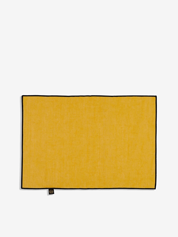 saffron coated linen table set 35x48 saffron