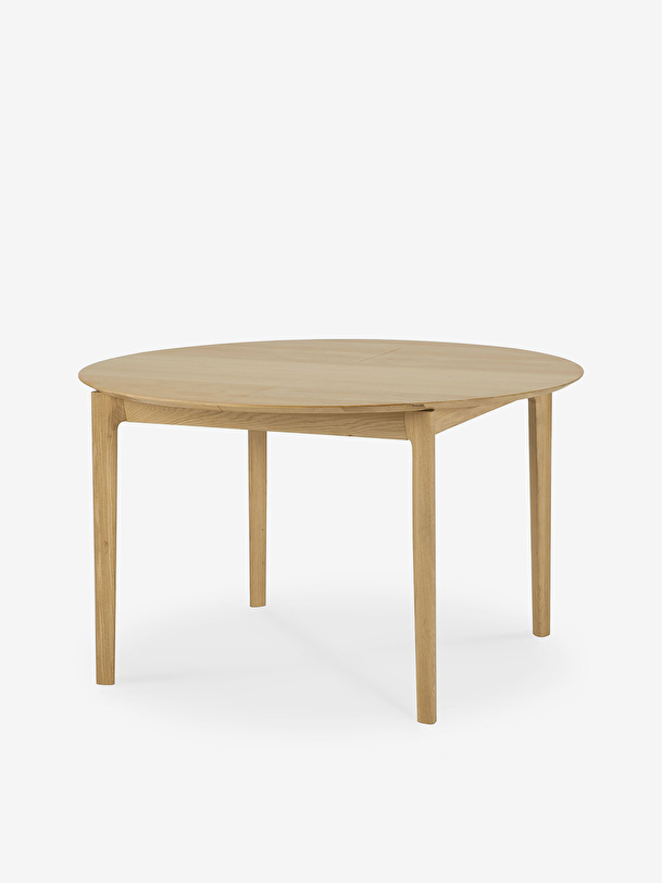 oak bok round extendable table 129-179 light oak