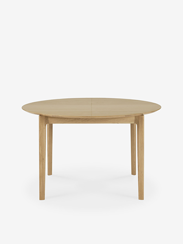 oak bok round extendable table 129-179 light oak