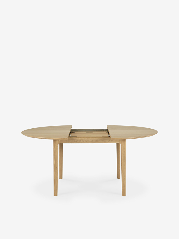 oak bok round extendable table 129-179 light oak