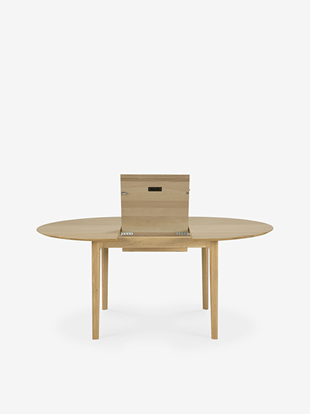 oak bok round extendable table 129-179 light oak