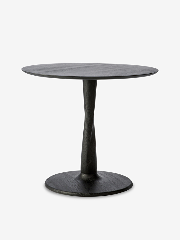 oak torsion round black table d90 black