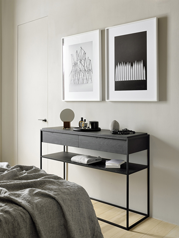 oak monolit black console - 2 drawers black