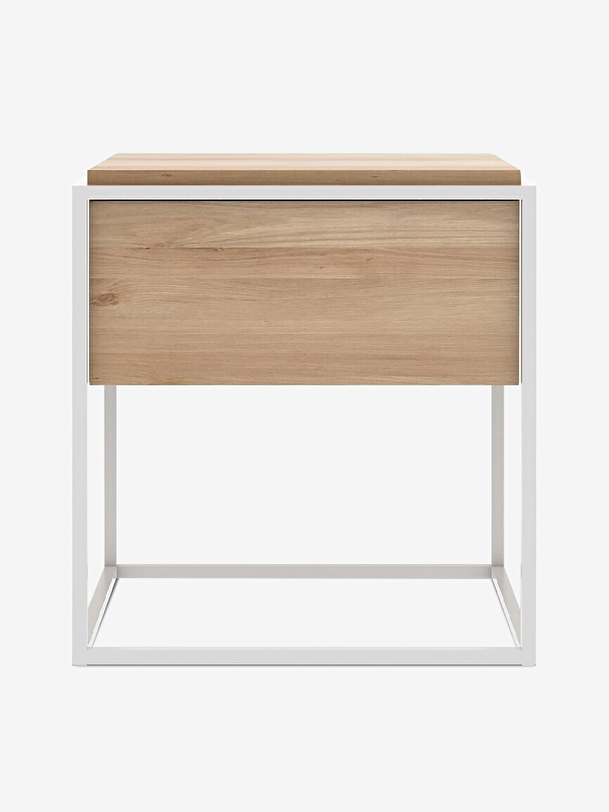 oak monolit bedside table - 1 drawer white